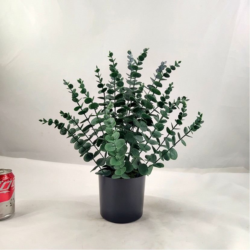 Simulated Eucalyptus Leaf Bonsai Vertical Green Wall Decoration