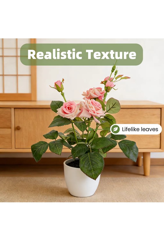 UV-Resistant Simulated Polyester Rose Artificial Flower