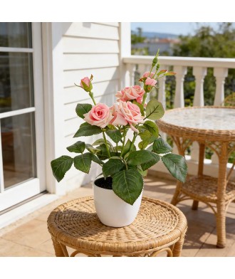 UV-Resistant Simulated Polyester Rose Artificial Flower