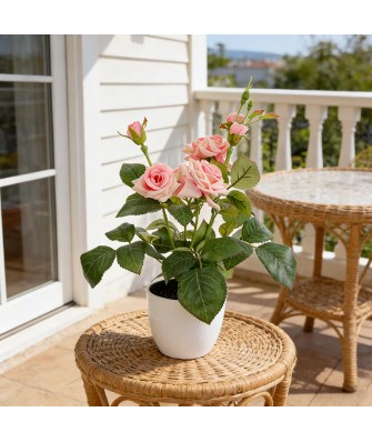 UV-Resistant Simulated Polyester Rose Artificial Flower