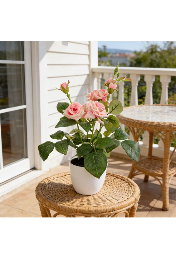 UV-Resistant Simulated Polyester Rose Artificial Flower