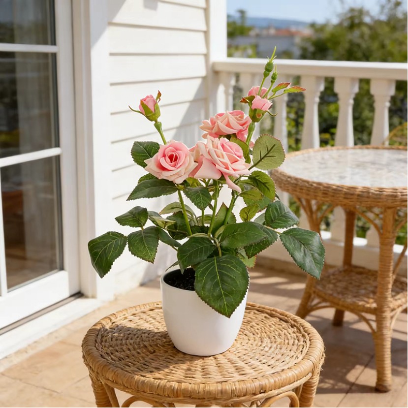 UV-Resistant Simulated Polyester Rose Artificial Flower