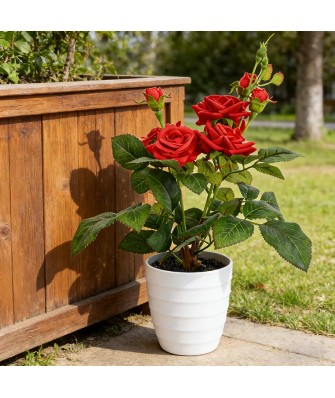 Handmade Polyester Rose Bonsai Artificial Flower