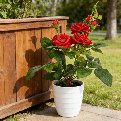 Handmade Polyester Rose Bonsai Artificial Flower