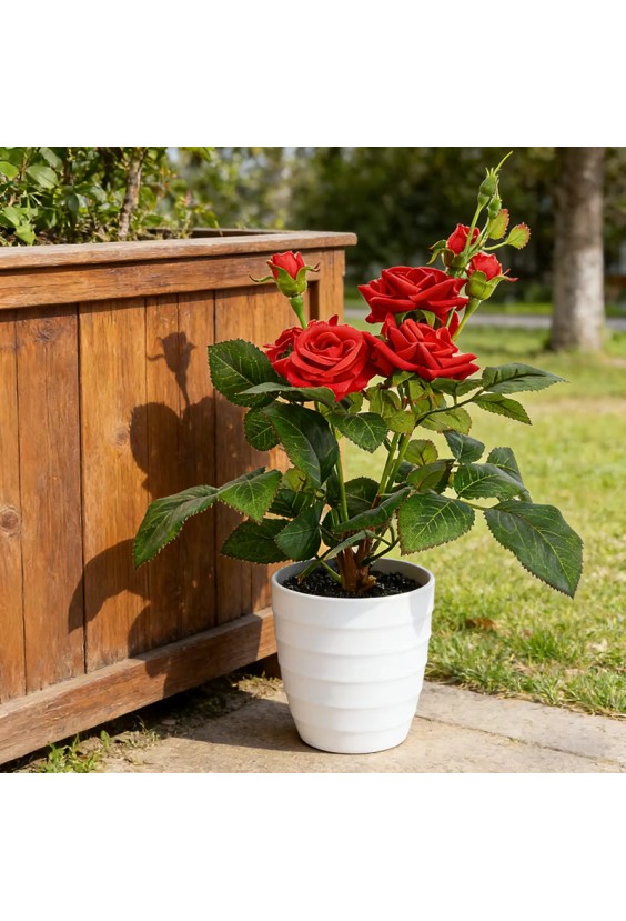 Handmade Polyester Rose Bonsai Artificial Flower