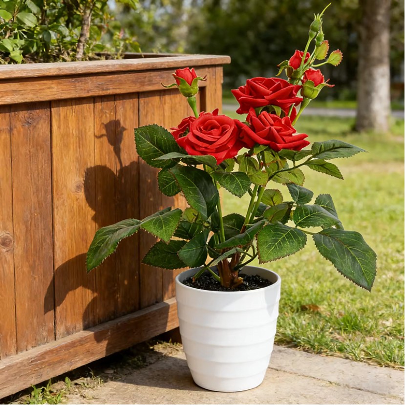 Handmade Polyester Rose Bonsai Artificial Flower