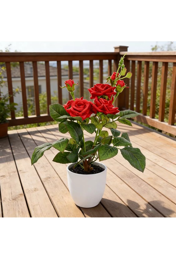 Handmade Polyester Rose Bonsai Artificial Flower