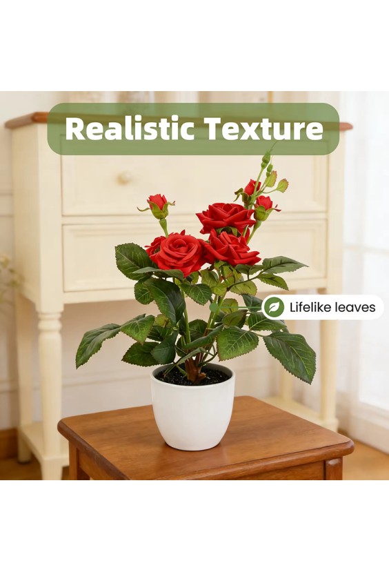 Handmade Polyester Rose Bonsai Artificial Flower