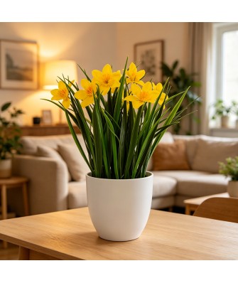 Yellow Polyester Artificial Lotus Flower