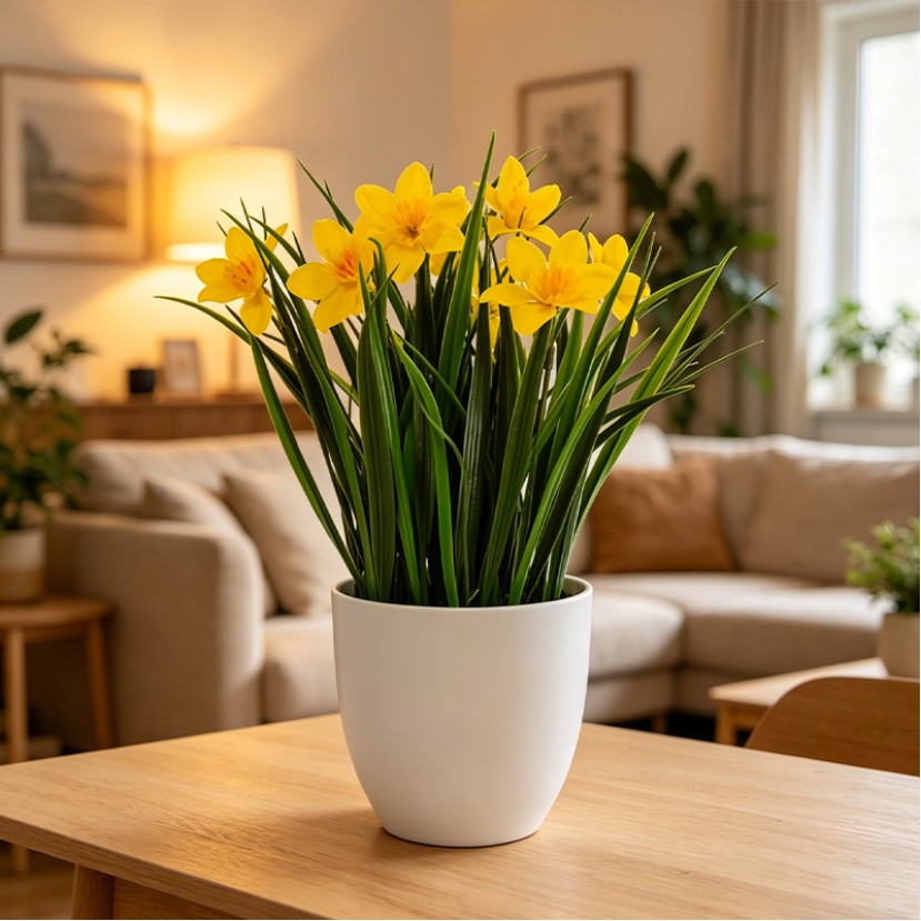 Yellow Polyester Artificial Lotus Flower