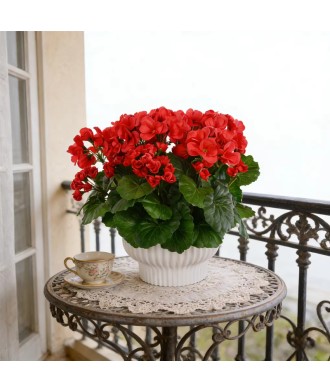 High Simulation Handmade Red Begonia Flower Decoration