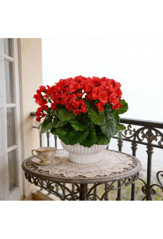 High Simulation Handmade Red Begonia Flower Decoration