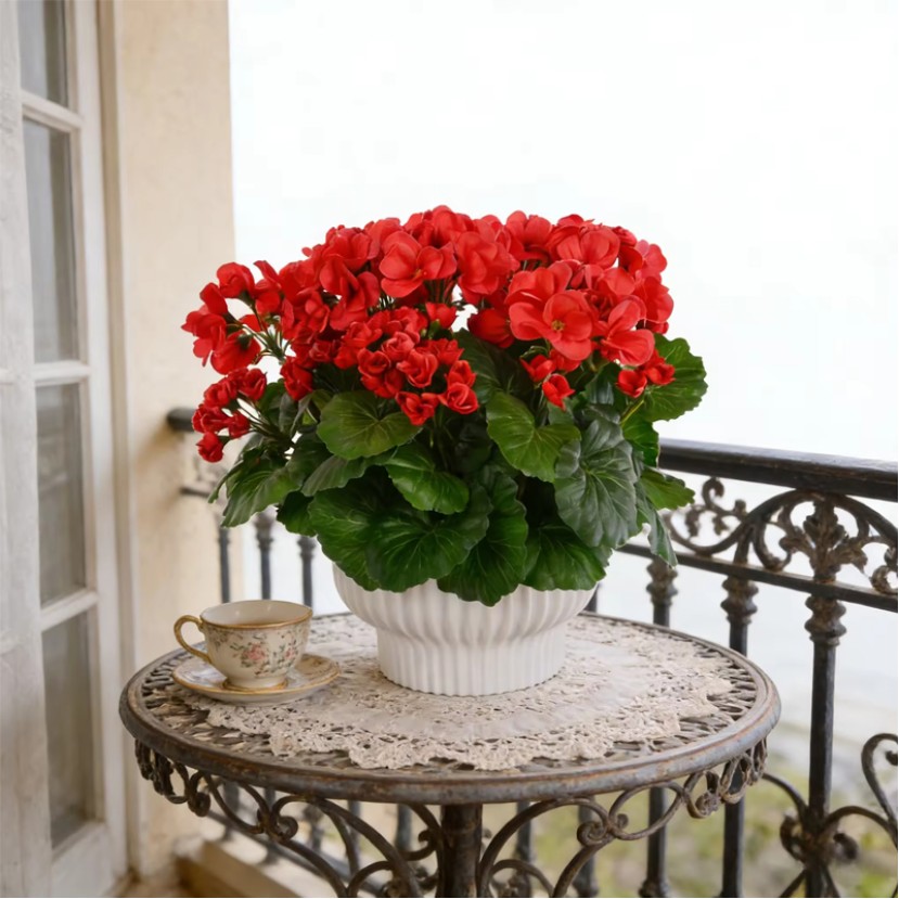 High Simulation Handmade Red Begonia Flower Decoration
