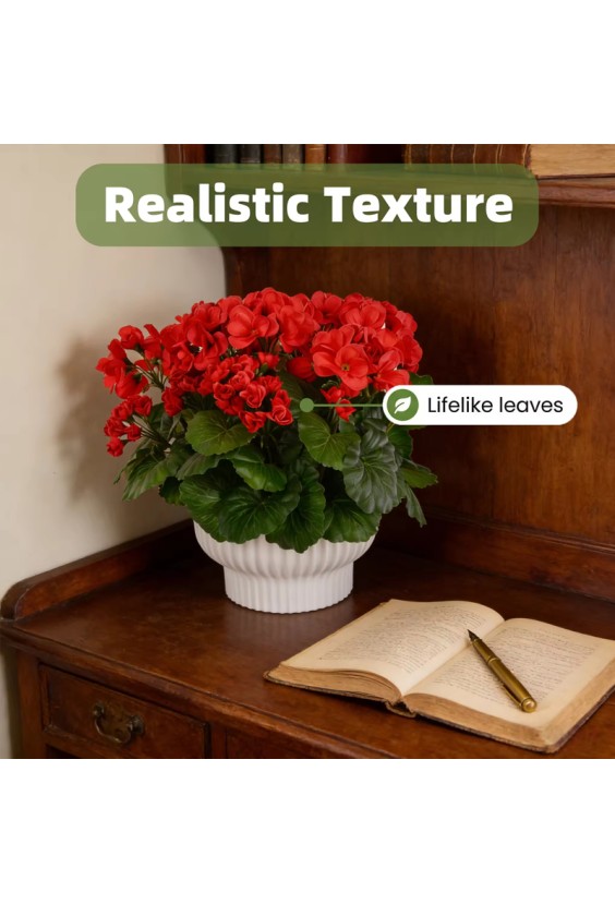 High Simulation Handmade Red Begonia Flower Decoration