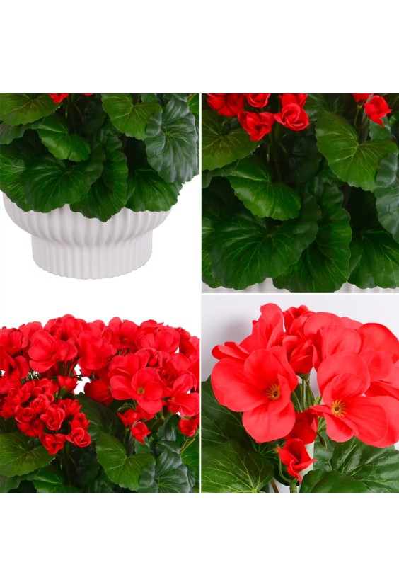 High Simulation Handmade Red Begonia Flower Decoration