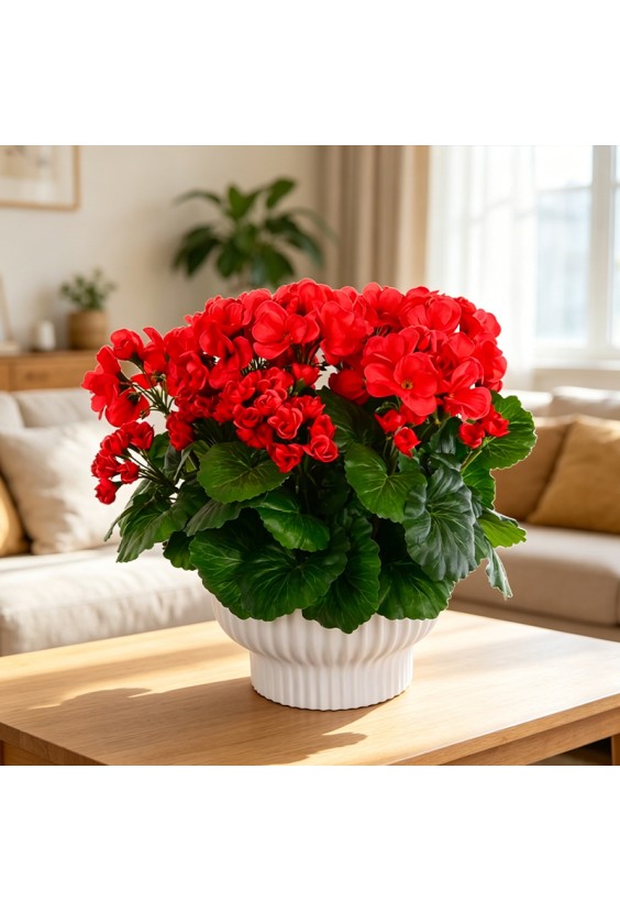 High Simulation Handmade Red Begonia Flower Decoration