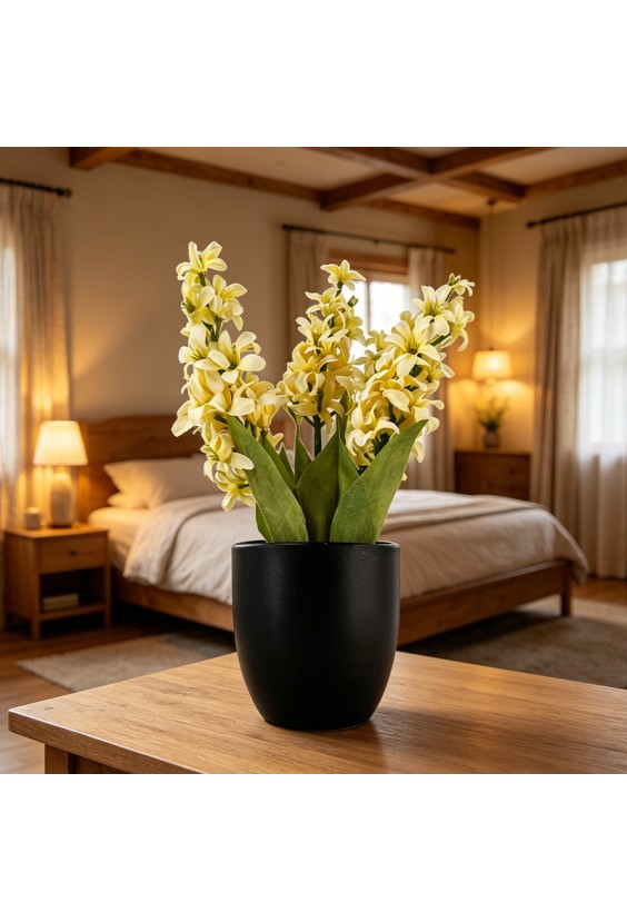 Highly Realistic Yellow Hyacinth Artificial Potted Plant