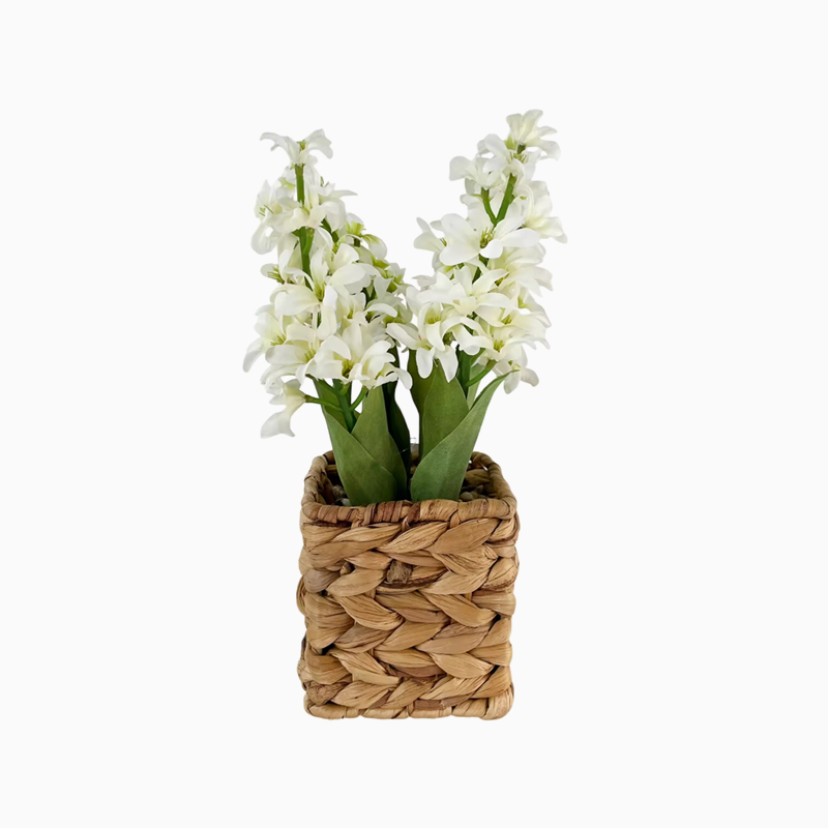 Simulated Hydrangea Woven Basket Home Decor