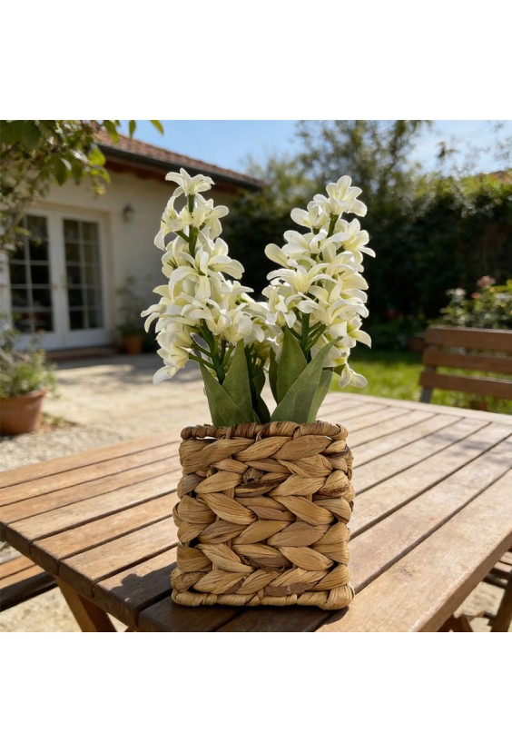 Simulated Hydrangea Woven Basket Home Decor