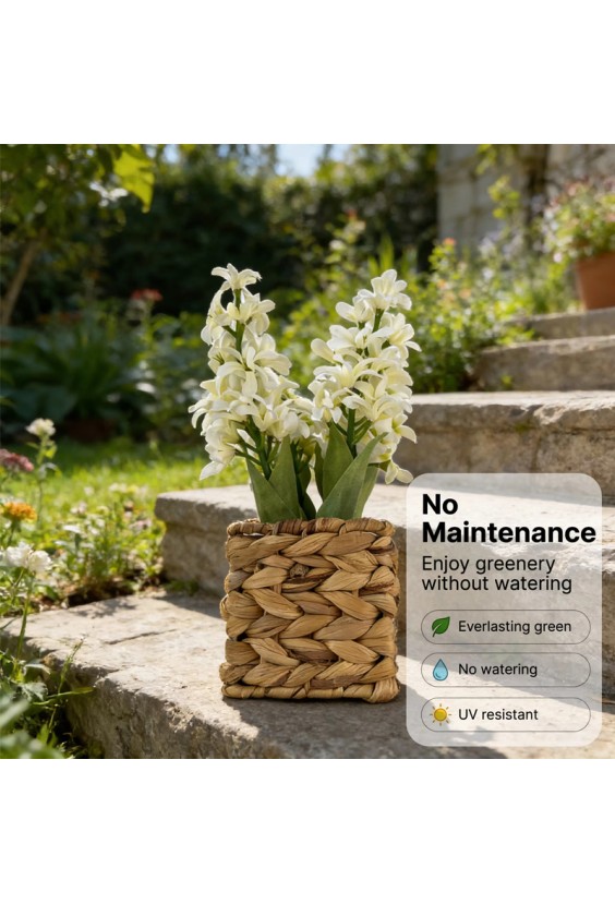 Simulated Hydrangea Woven Basket Home Decor