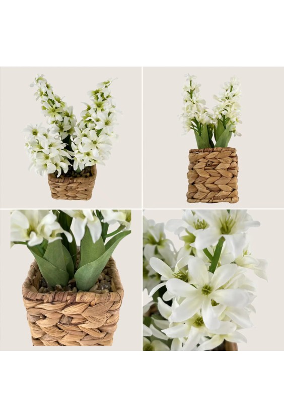 Simulated Hydrangea Woven Basket Home Decor
