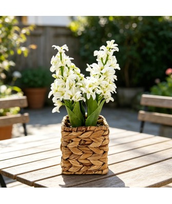 Simulated Hydrangea Woven Basket Home Decor