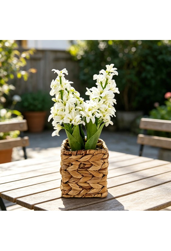 Simulated Hydrangea Woven Basket Home Decor