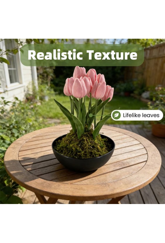 UV-Resistant Handmade Artificial Tulip Potted Plant