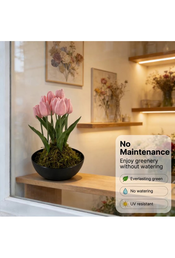 UV-Resistant Handmade Artificial Tulip Potted Plant