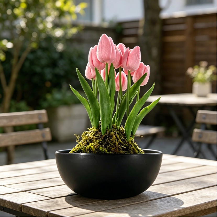 UV-Resistant Handmade Artificial Tulip Potted Plant