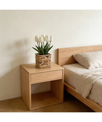 Handwoven Basket White Tulip Artificial Potted Plant