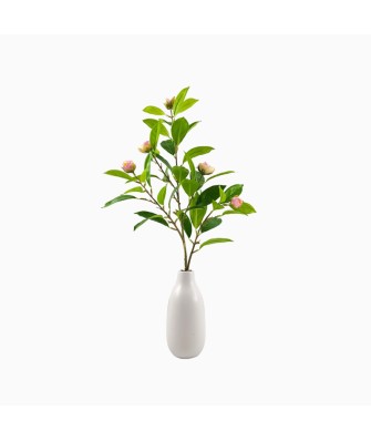 Modern Design Matte PE Flower Pot with Artificial Rose Bouquet