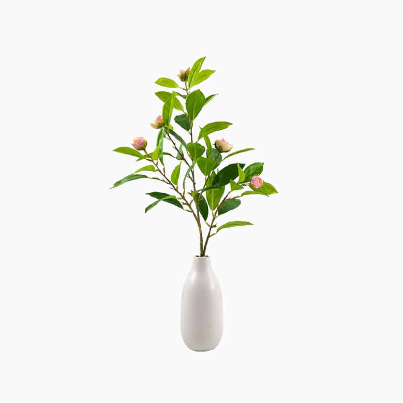 Modern Design Matte PE Flower Pot with Artificial Rose Bouquet