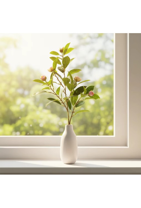 Modern Design Matte PE Flower Pot with Artificial Rose Bouquet