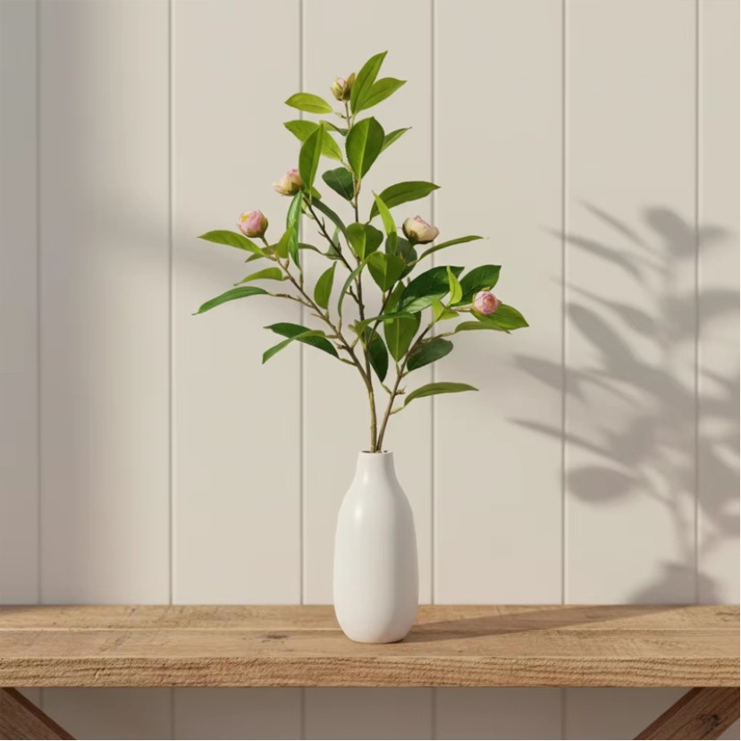 Modern Design Matte PE Flower Pot with Artificial Rose Bouquet