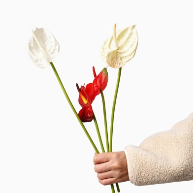 Single Stem Soft Gel Texture Anthurium Artificial Flower