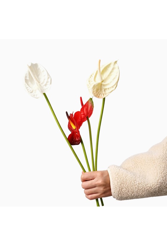 Single Stem Soft Gel Texture Anthurium Artificial Flower