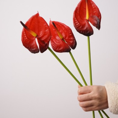 Single Stem Soft Gel Texture Anthurium Artificial Flower