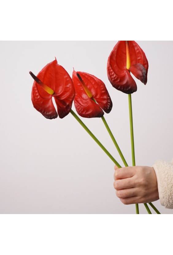 Single Stem Soft Gel Texture Anthurium Artificial Flower