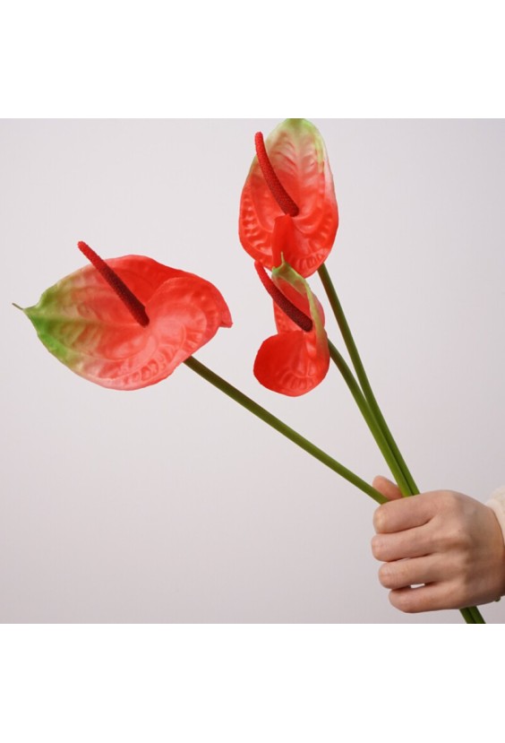 Single Stem Soft Gel Texture Anthurium Artificial Flower