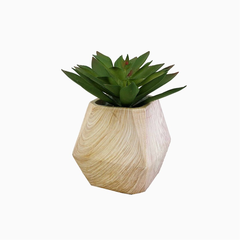 Simulated Succulent Wooden Potted Decoration