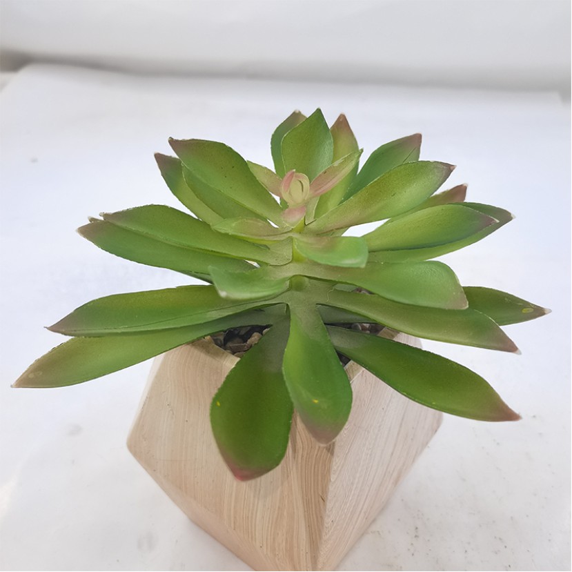 Simulated Succulent Wooden Potted Decoration
