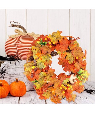 18-Inch Realistic Maple Leaf Door Wreath