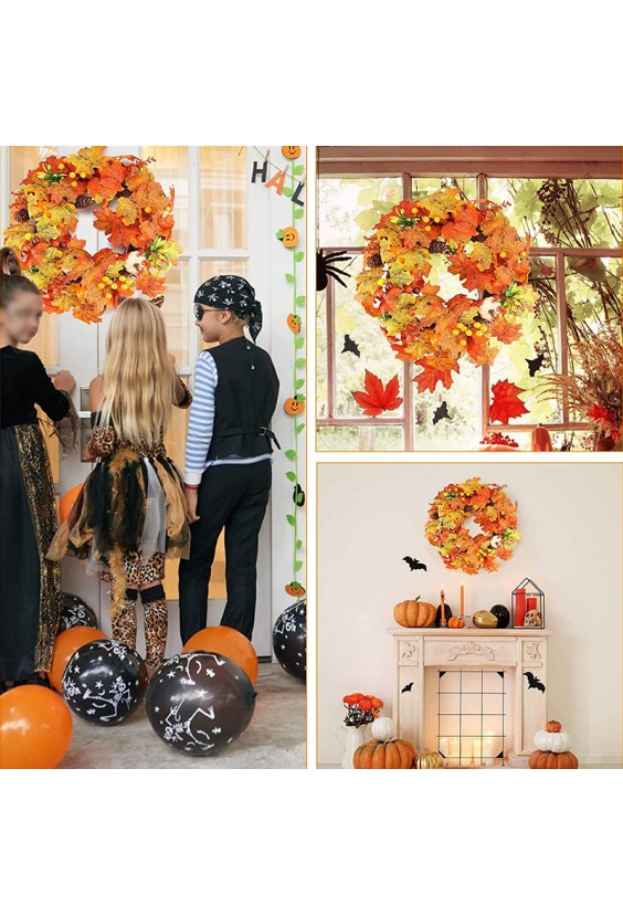 18-Inch Realistic Maple Leaf Door Wreath