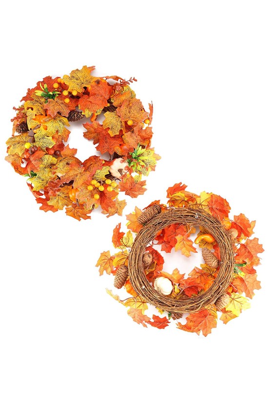 18-Inch Realistic Maple Leaf Door Wreath