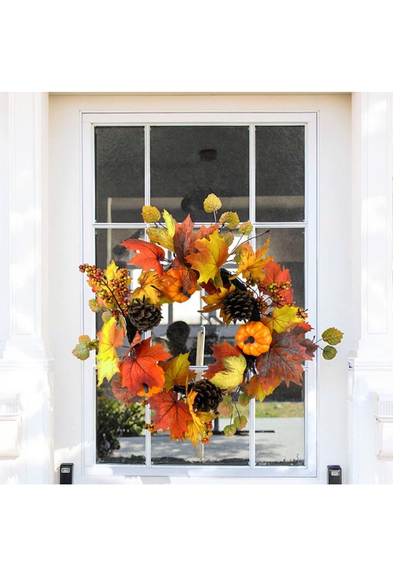 Simulation Maple Leaf Pumpkin Wreath