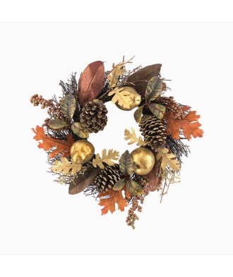 Golden Apple Maple Leaf Pinecone Decorative Wreath