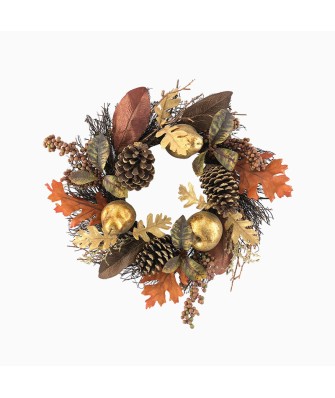 Golden Apple Maple Leaf Pinecone Decorative Wreath