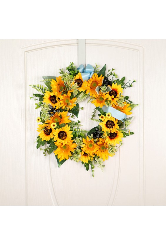 Woven Vine and Silk Sunflower Hanging Wreath