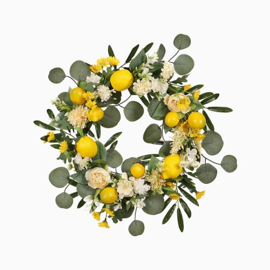 Artificial Lemon Flower Decorative Wreath